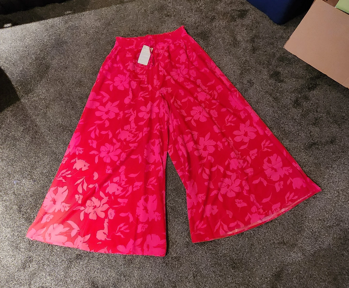 BTFBM Red Floral Wide Leg Pants - photo 2