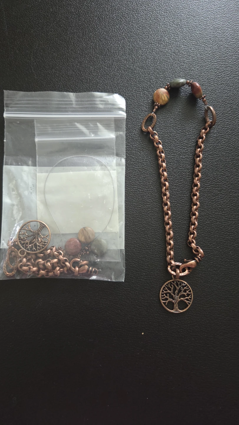 Tree of Life Charm Ankle Bracelet with Natural Stones - photo 2