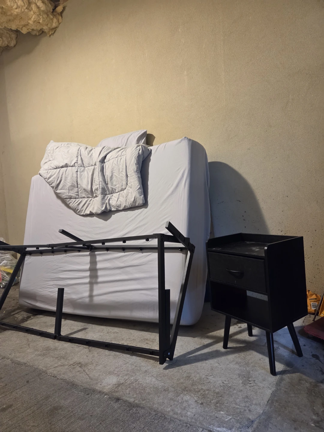 Metal Bed Frame with Mattress and Nightstand - photo 2