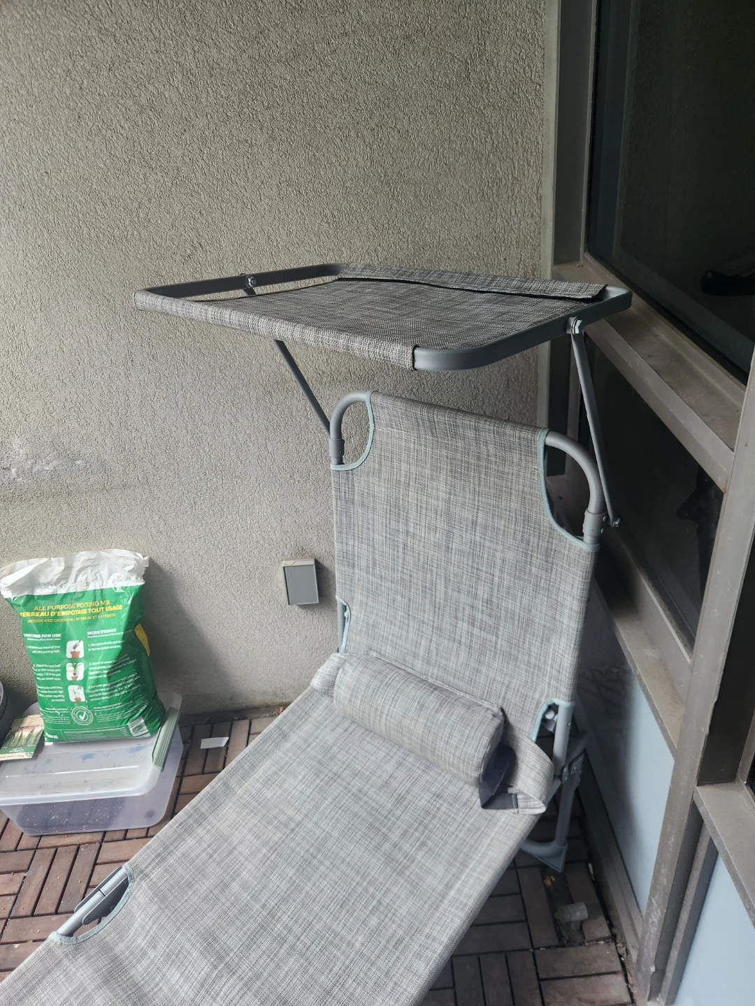 Grey Foldable Chaise Lounge Chair with Canopy - photo 2