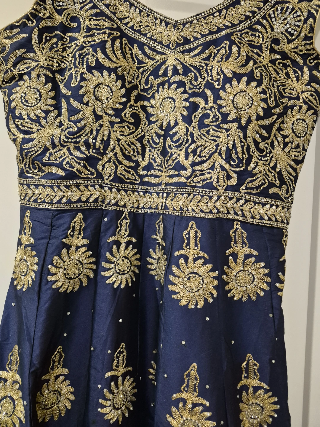Embroidered Teal and Navy Blue Maxi Dress - photo 2
