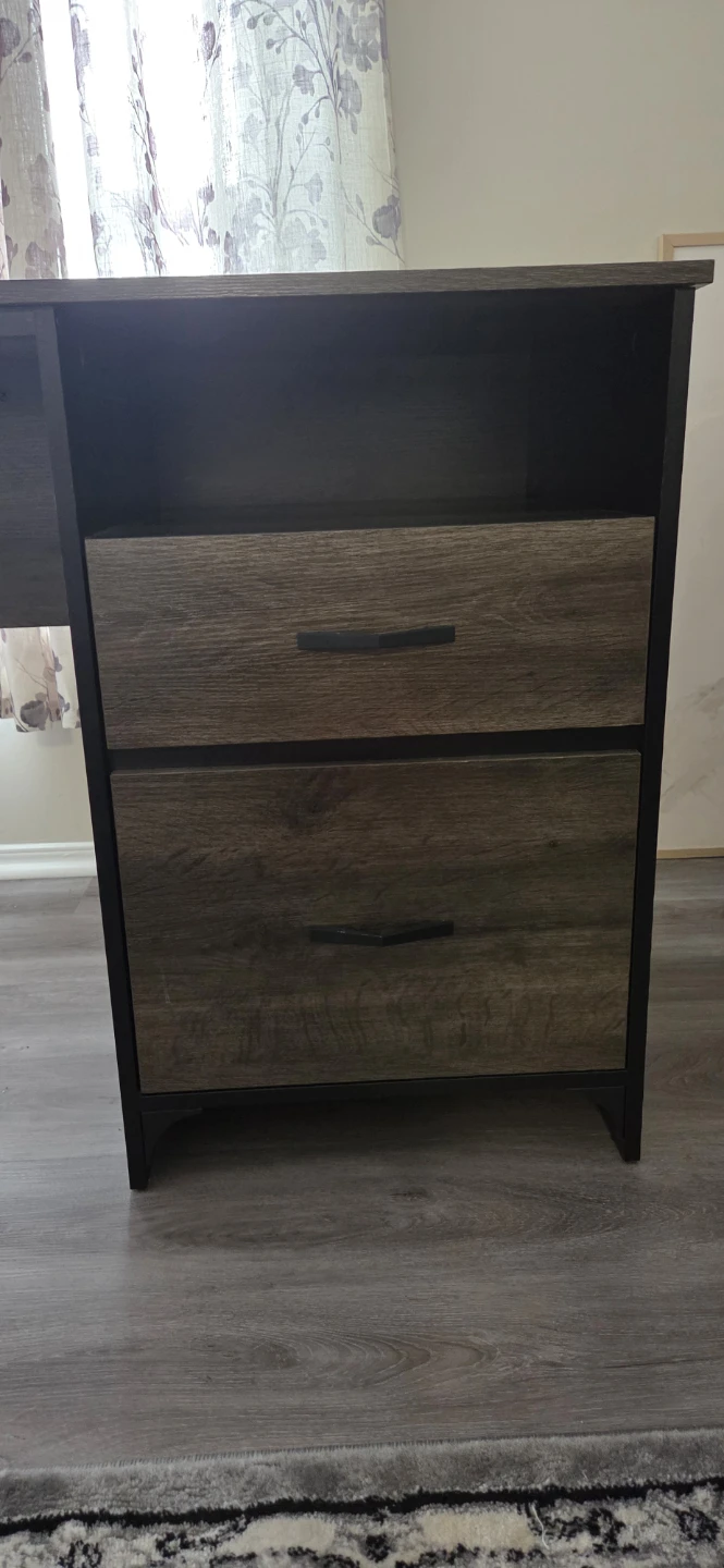 Rustic Oak and Black Metal Desk with Drawers - photo 3