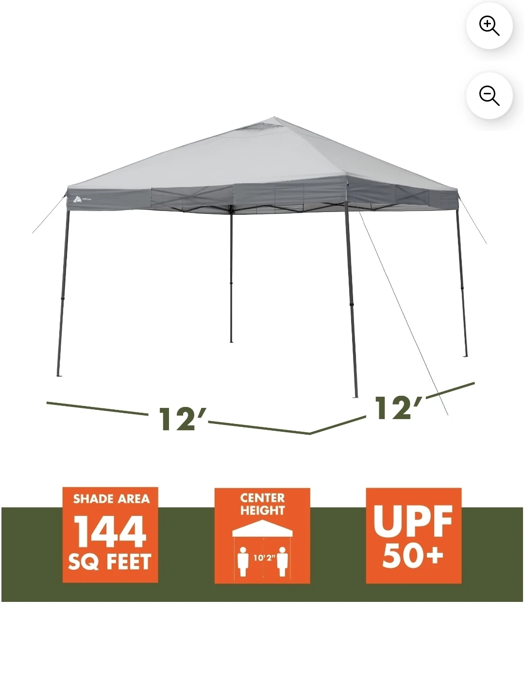 New Ozark Trail 12' x 12' Instant Straight Leg Canopy
