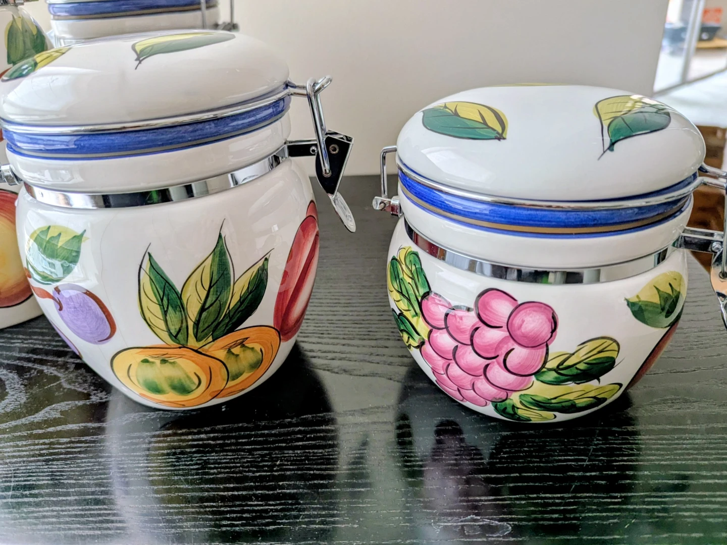 Tuscano Orchard Hand Painted Ceramic Canister Set - photo 4