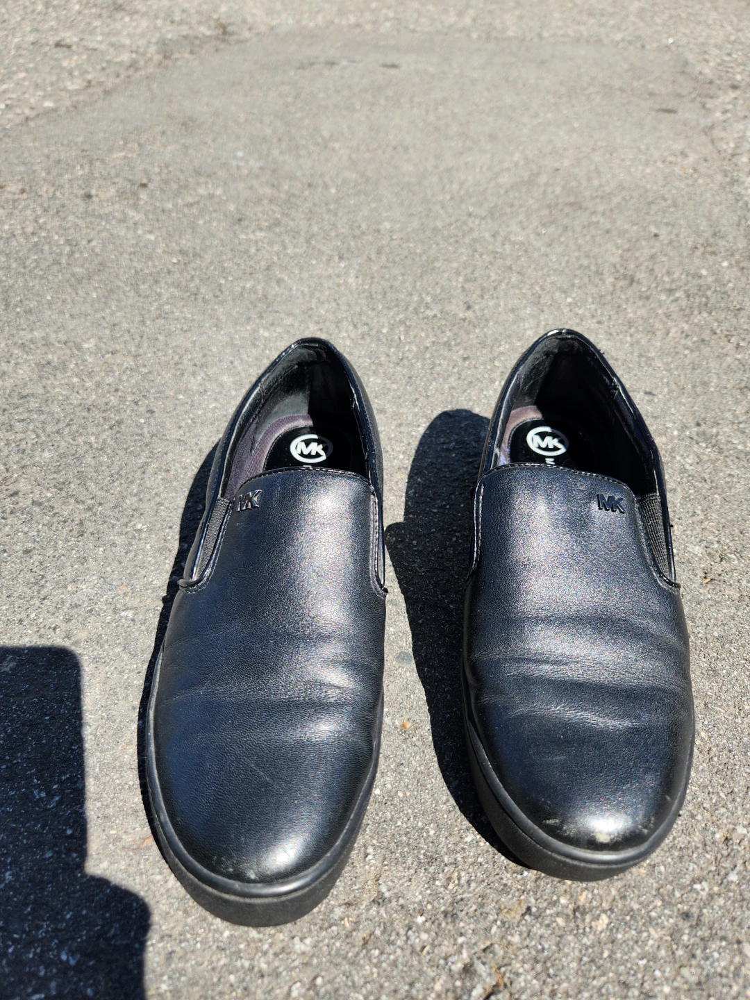 Michael Kors Black Leather Slip-On Shoes