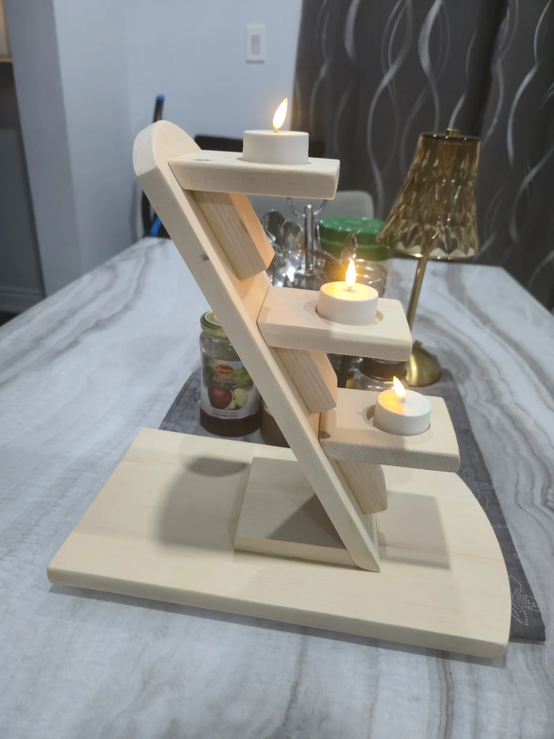 Handmade Angled Wooden Tealight Candle Holder - photo 5