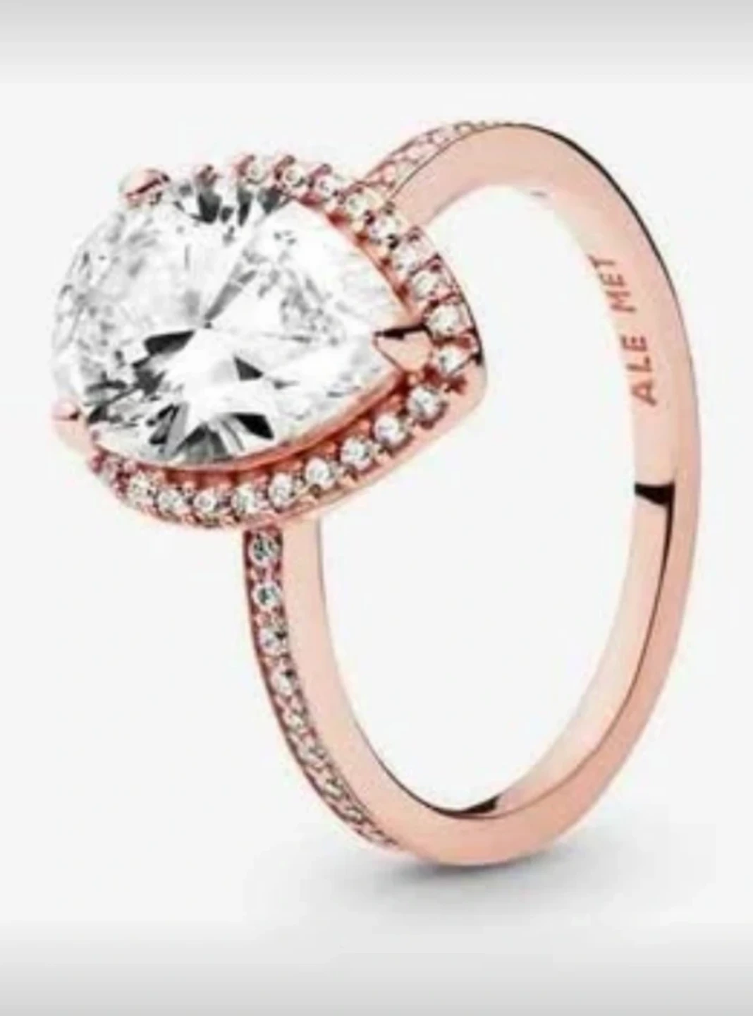 Pandora Rose Gold Pear Halo Ring-size 4.5