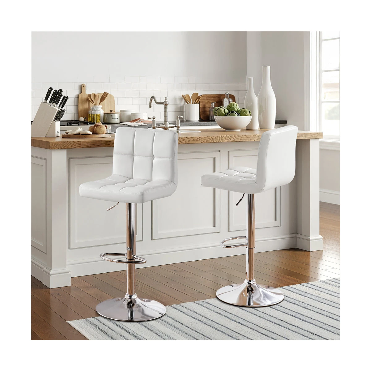 Set of 3** White Adjustable Bar Stools - photo 2