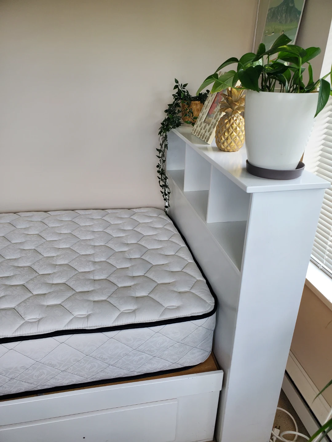 White Twin Bed Frame with Headboard and Drawers - photo 2