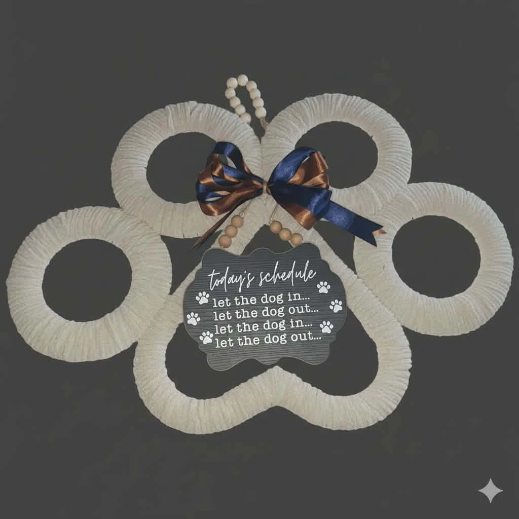 Dog Paw Wreath with Decorative Sign