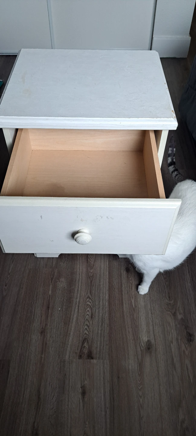 White Nightstand with Drawer and Shelf - photo 3