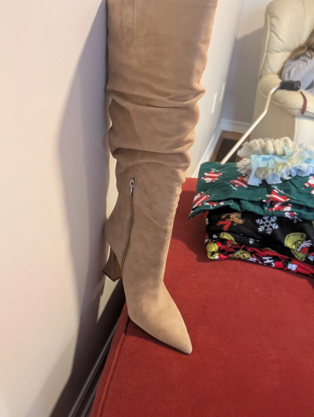 Vince Camuto Tan Suede Ruched Knee-High Boots - photo 4