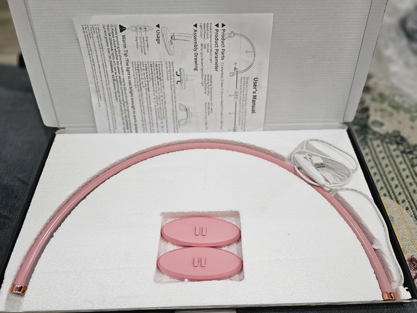 Pink Arc Nail Lamp with USB Power - photo 2