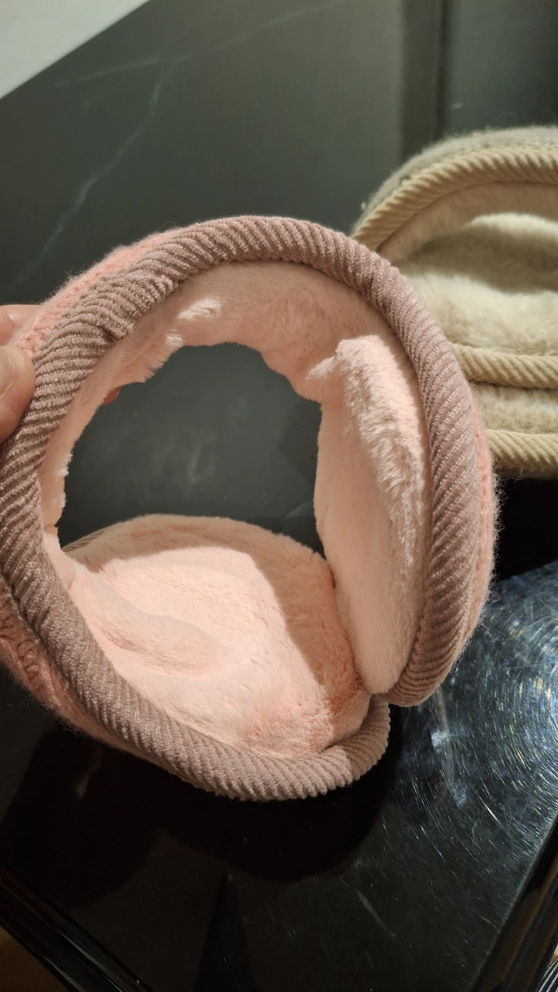 2 Fuzzy Fleece Lined Ear Muffs (Pink & Tan) - photo 2
