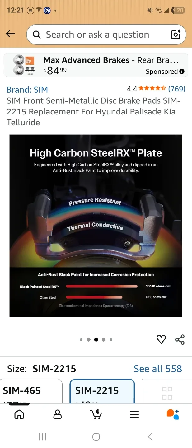 SIM SIM-2215 Semi-Metallic Disc Brake Pads - photo 3
