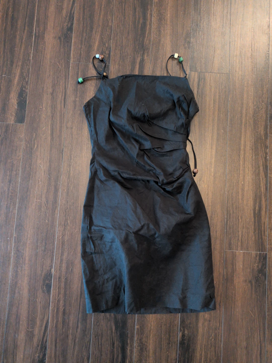 Black Spaghetti Strap Dress with Beaded Straps