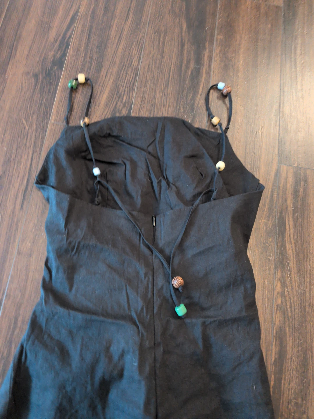 Black Spaghetti Strap Dress with Beaded Straps - photo 3