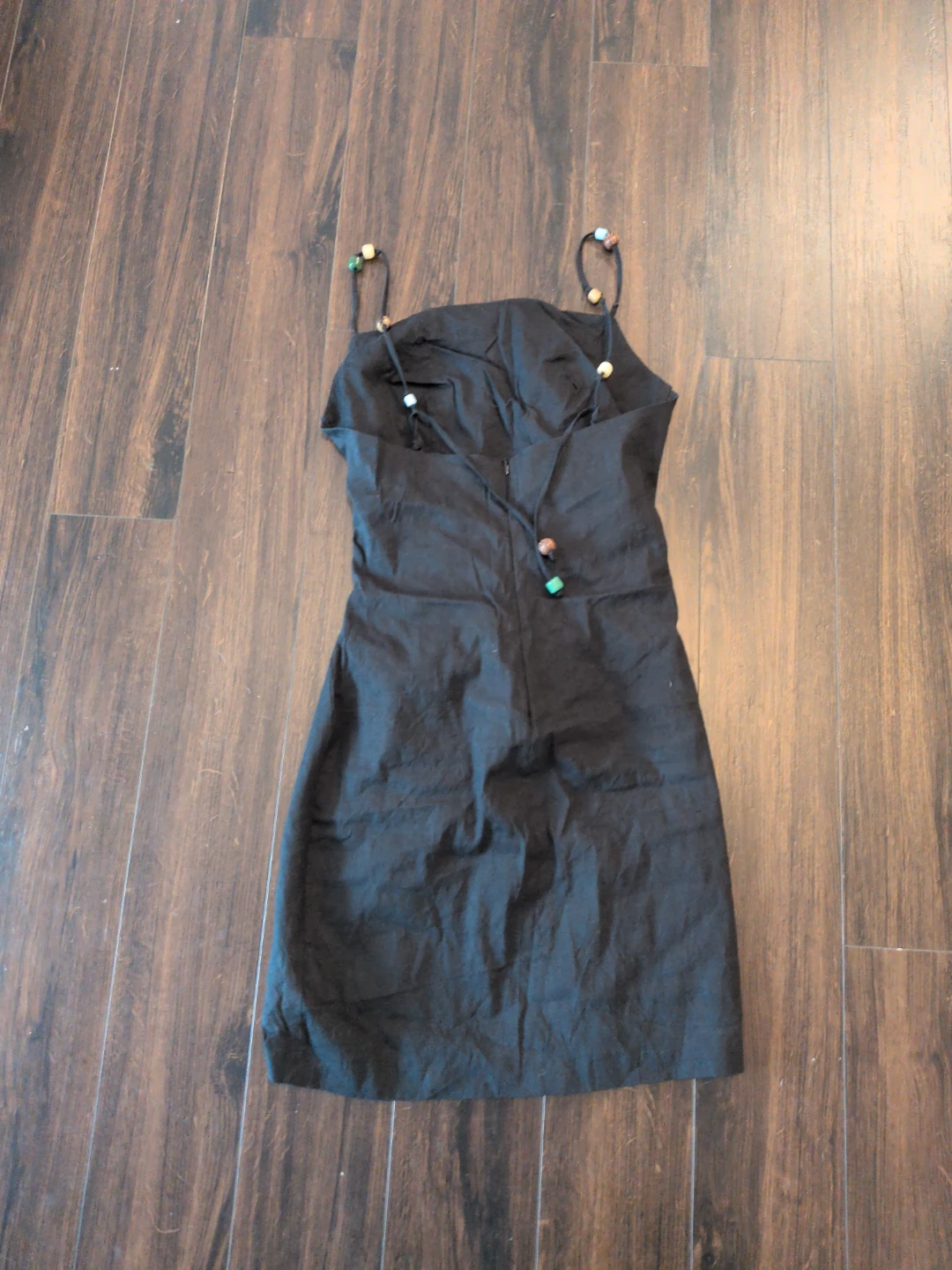 Black Spaghetti Strap Dress with Beaded Straps - photo 4