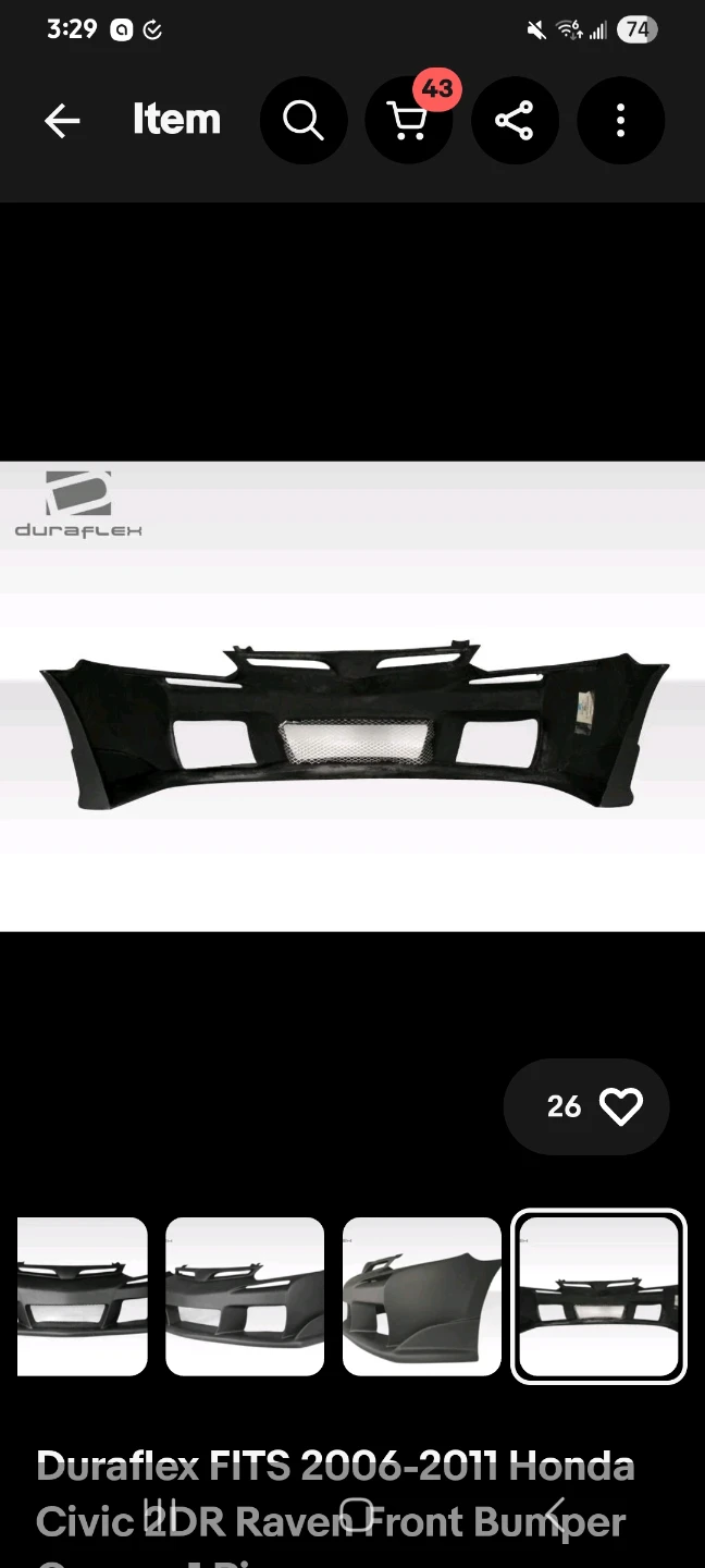 Duraflex 2006-2011 Honda Civic 2DR Raven Front Bumper - photo 5