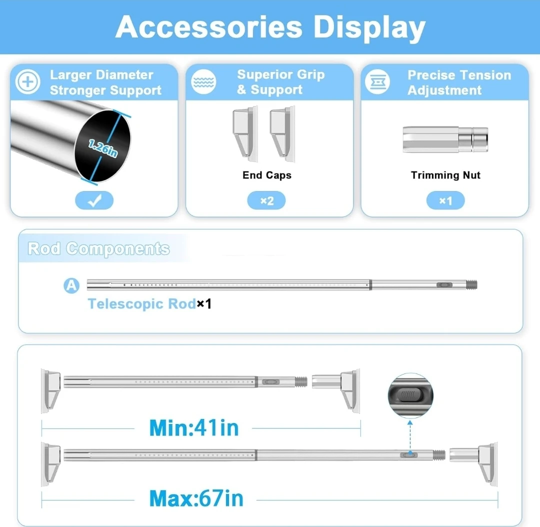 Telescopic Shower Curtain Rod - Chrome - photo 5