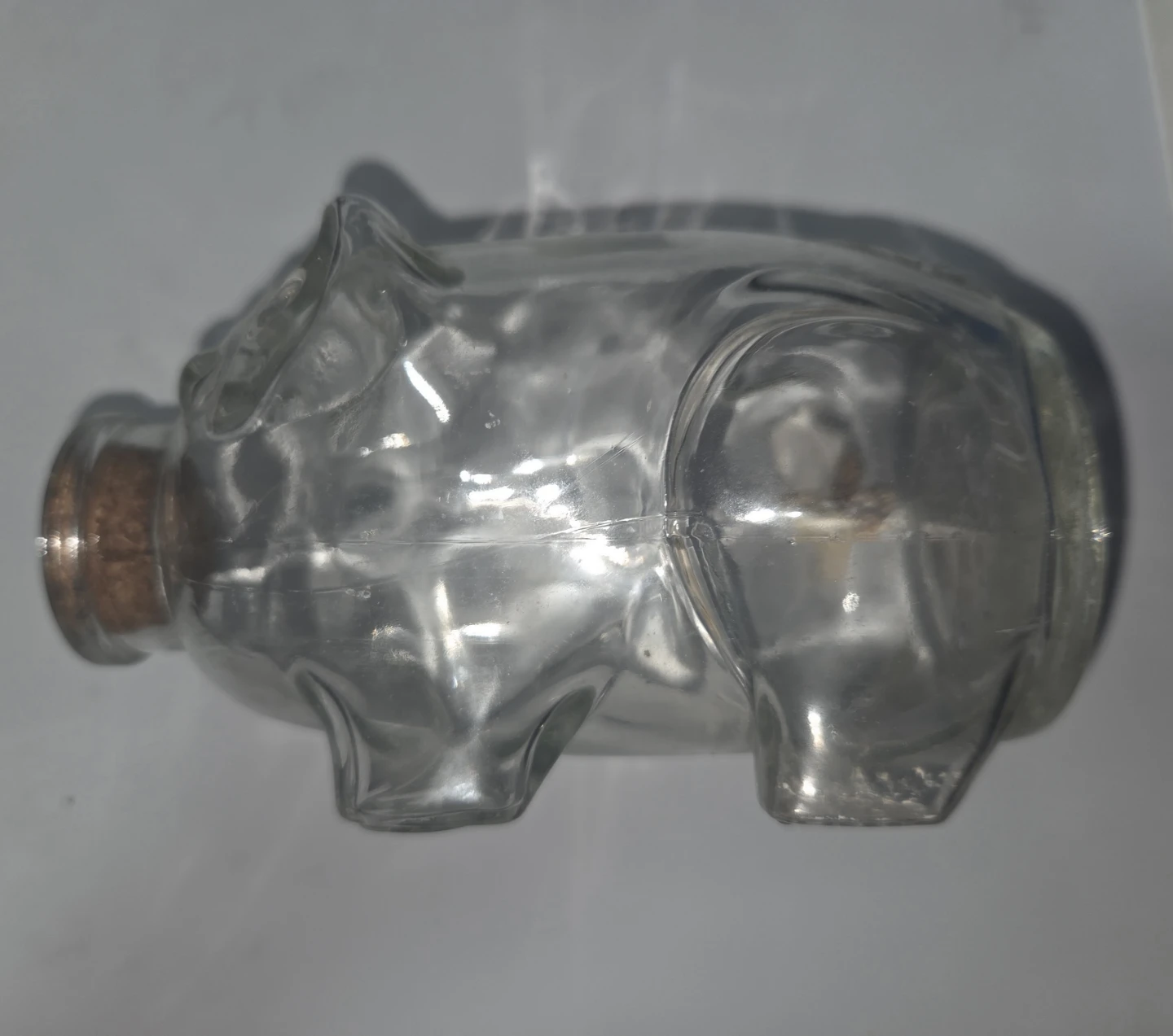 Clear Glass Pig Bottle with Cork Stopper