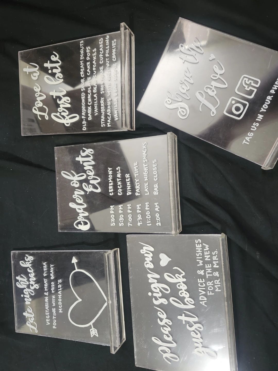 Set of 5 Acrylic Wedding Signs