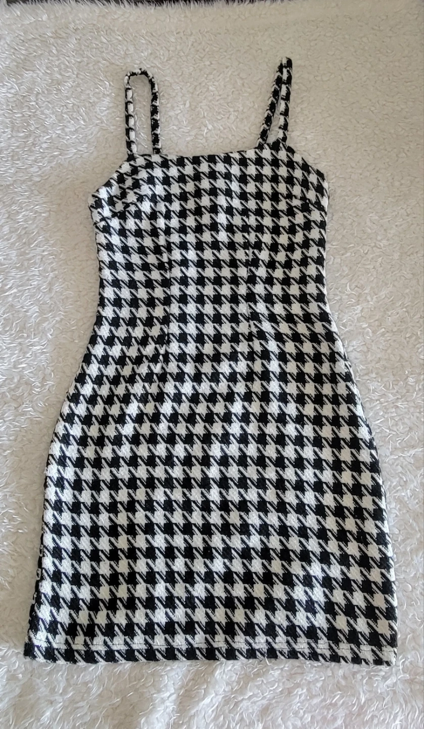 Houndstooth Mini Dress - Black and White - photo 2