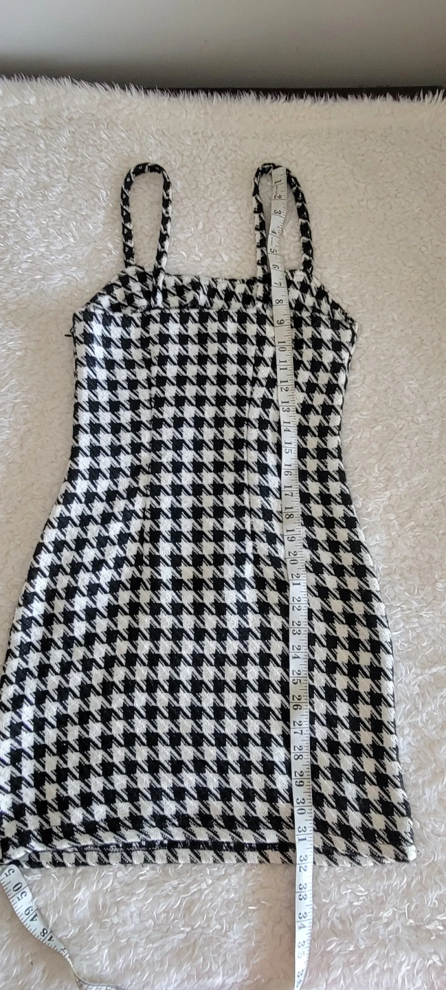 Houndstooth Mini Dress - Black and White - photo 4