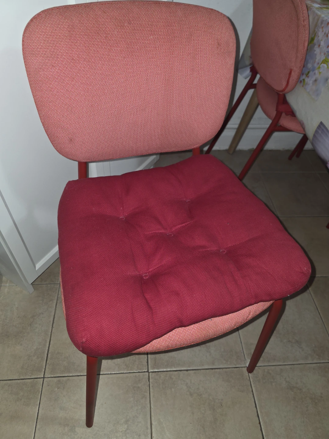 Red Upholstered Side Chair with Padded Seat