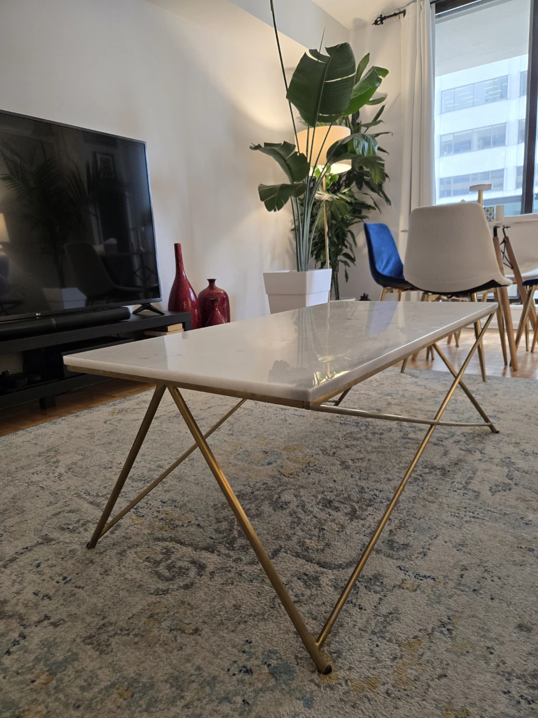Marble Top Coffee Table with Gold Legs