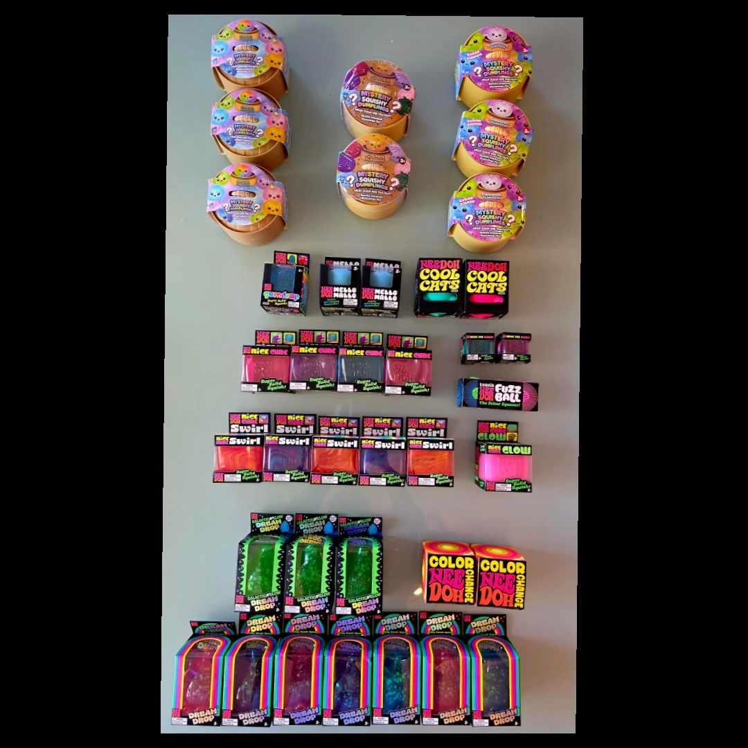 NeeDoh/Dumplings, Fuzzball, Nice Berg, Dream drops, Mello Mallo