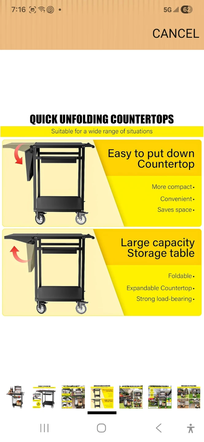 Outdoor Grill Cart with Extendable Countertop - photo 2
