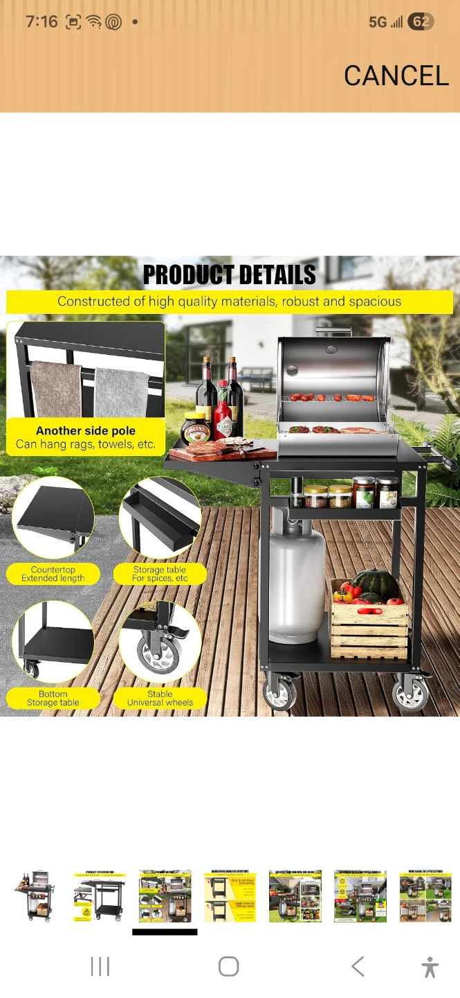 Outdoor Grill Cart with Extendable Countertop - photo 3