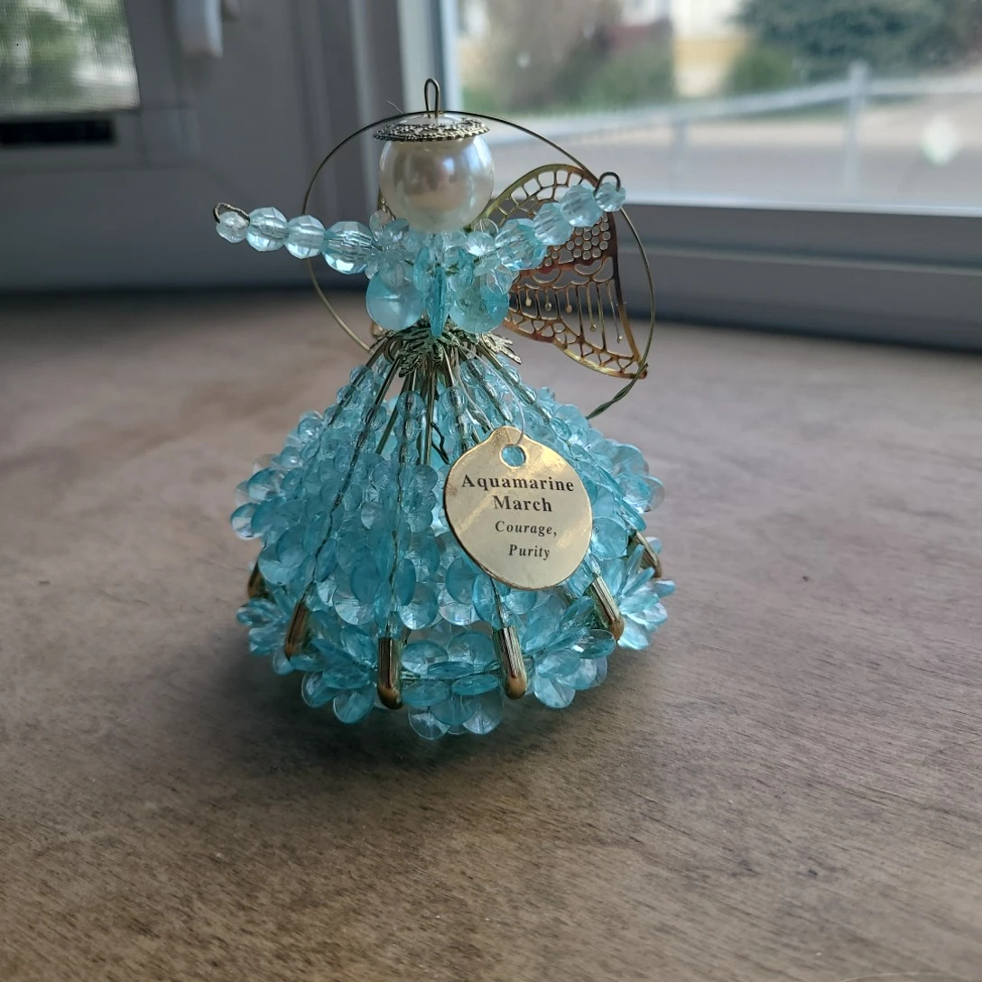 Beaded Angel Ornament - Aquamarine March