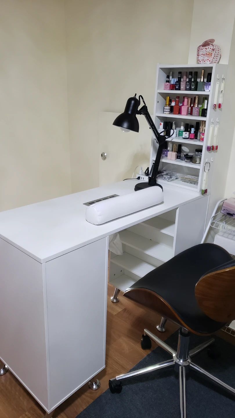 White Manicure Nail Desk with Storage Cabinet - photo 2