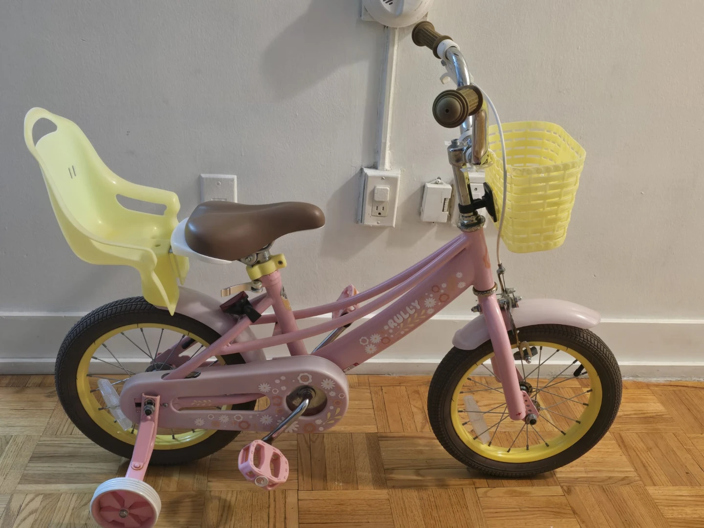 RULLY Pink Kids Bicycle with Basket and Rear Seat
