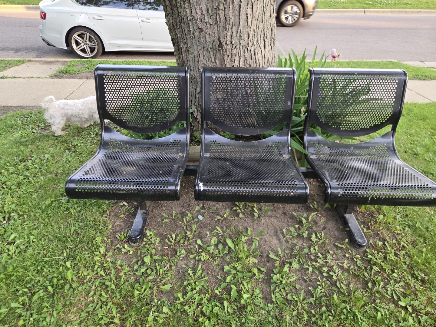 Black Metal 3-Seater Bench - photo 4