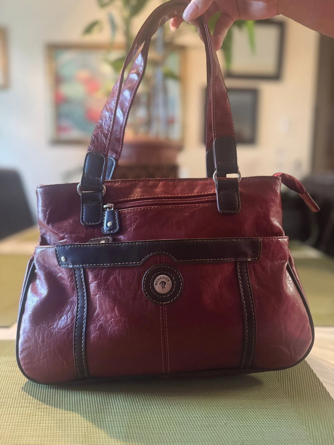 Maroon Red Leather Handbag