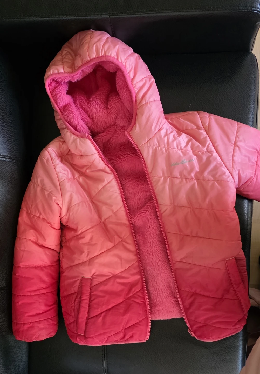 Eddie Bauer Reversible Puffer Jacket Pink Ombre Size S