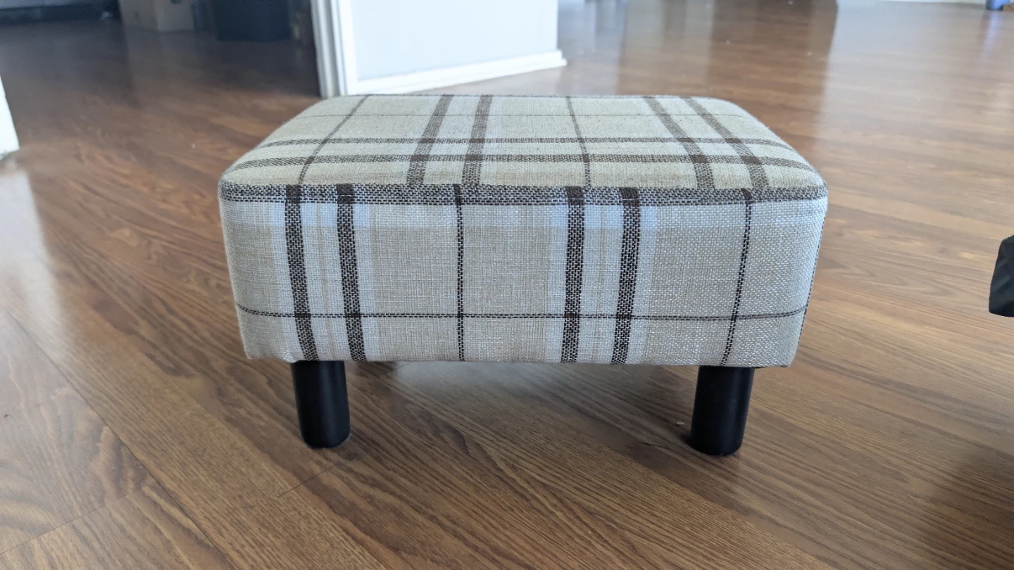 Plaid Footstool Ottoman - photo 2