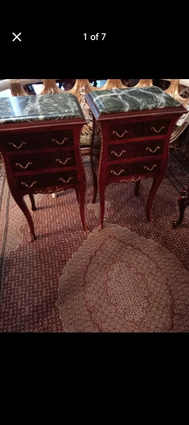 Antique Marble Top Nightstands (Pair)