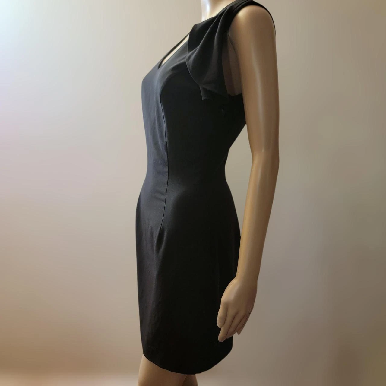 BEBE Black V-Neck Ruffle Sleeve Sheath Dress - photo 3
