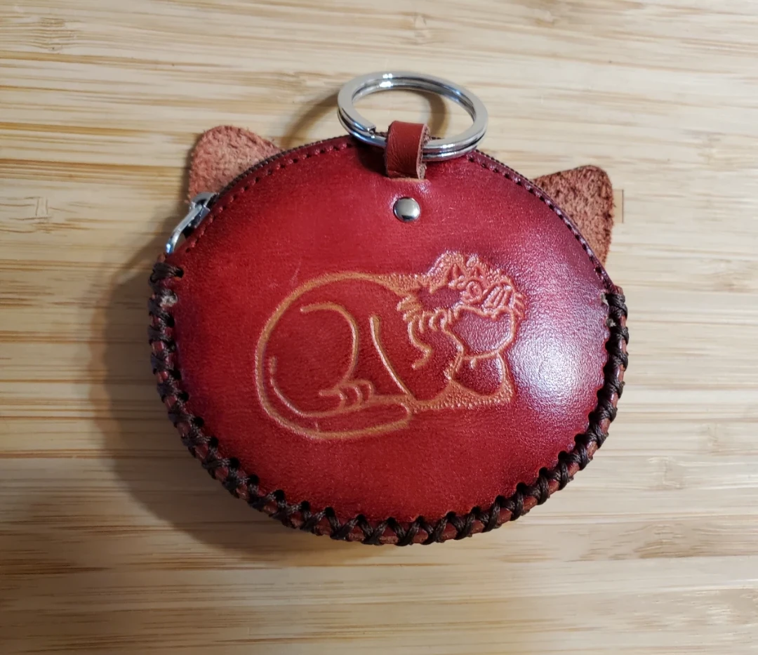 Red Leather Cat Coin Purse - photo 3