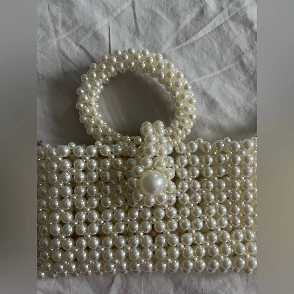 Pearl Beaded Bag - Elegant Cream Women's Purse - photo 3