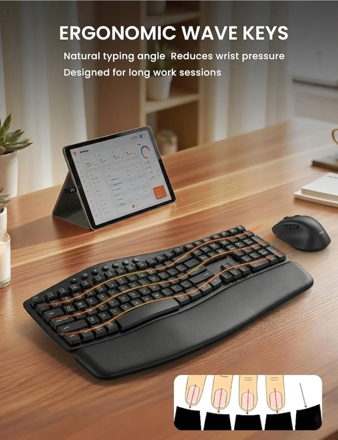 MA41 Ergonomic Wireless Keyboard and Mouse Combo - Black - photo 2