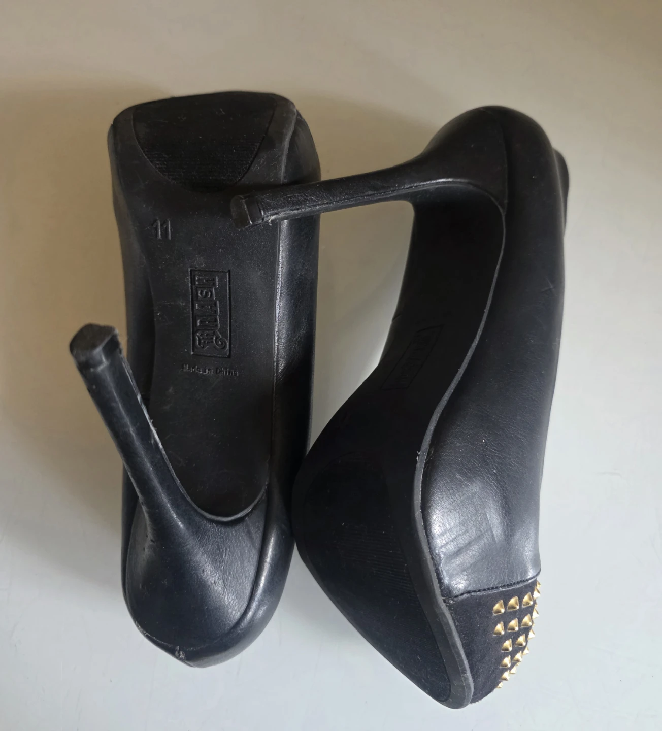 Vintage Y2K Brash Studded Platform Heels Gold Spikes Size 11 - photo 5