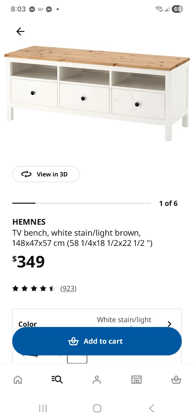 IKEA HEMNES TV Bench - White Stain/Light Brown - photo 3