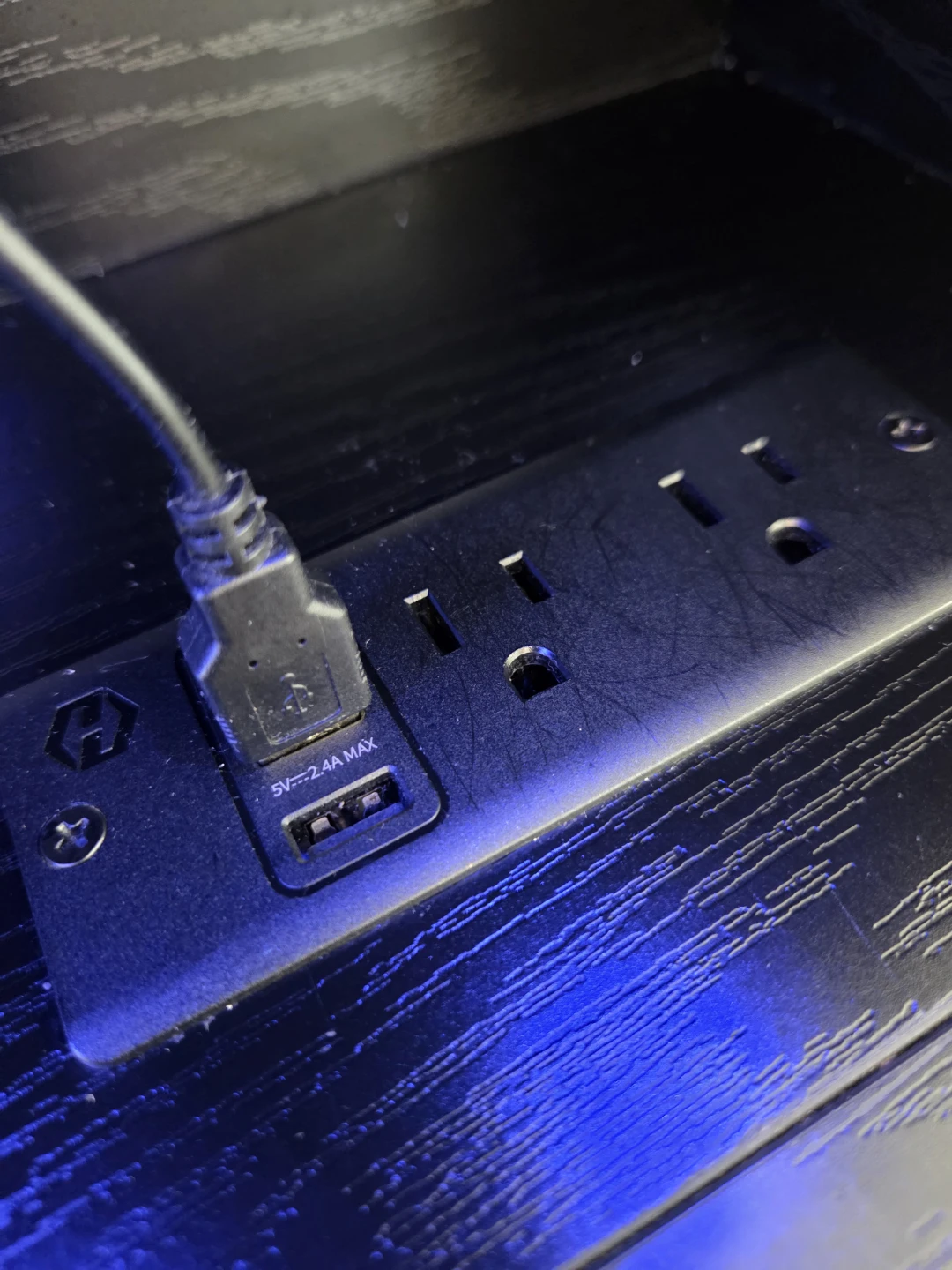 Black Desk with Built-in Power and & LED *Chair sold* - photo 2