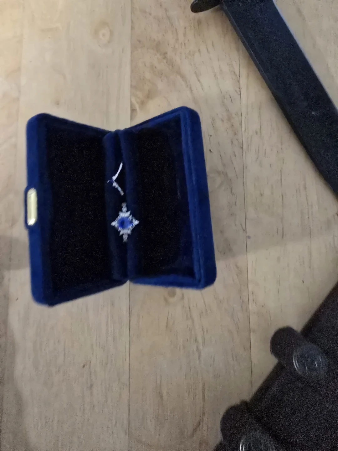 Certified blue saphire and diamond wedding ring set