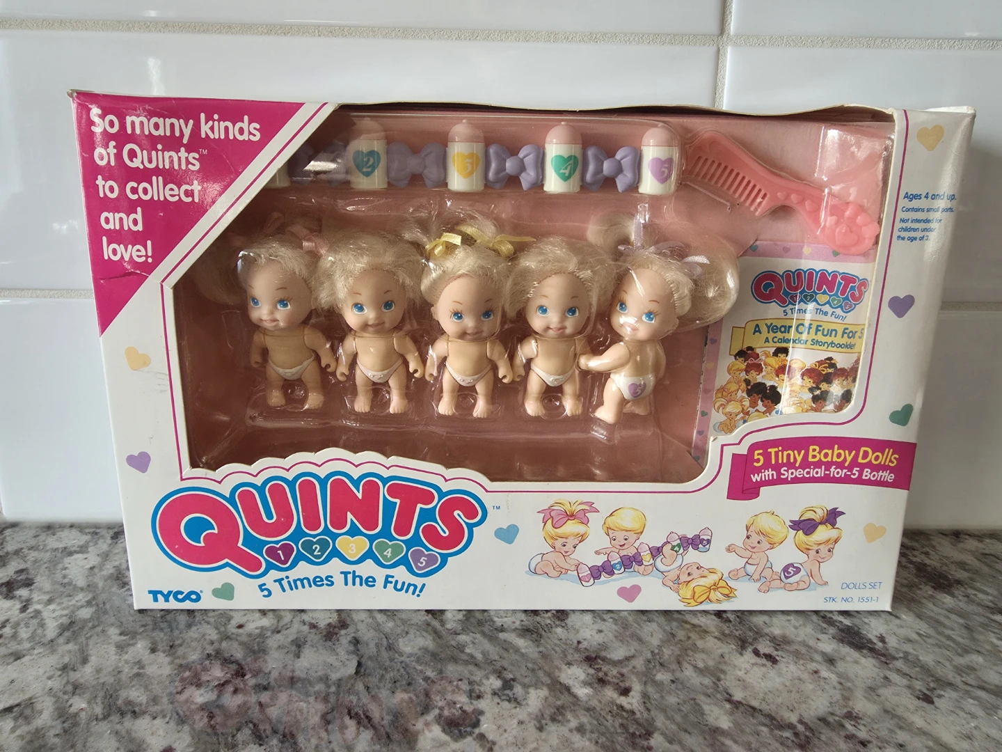 *Vintage* Quints "5 Tiny Baby Dolls with Special for 5 Bottle"